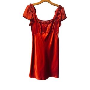 Free People Violet Visions FP Red Dress Mini Babydoll Sweetheart Neck Sz 0 READ‎